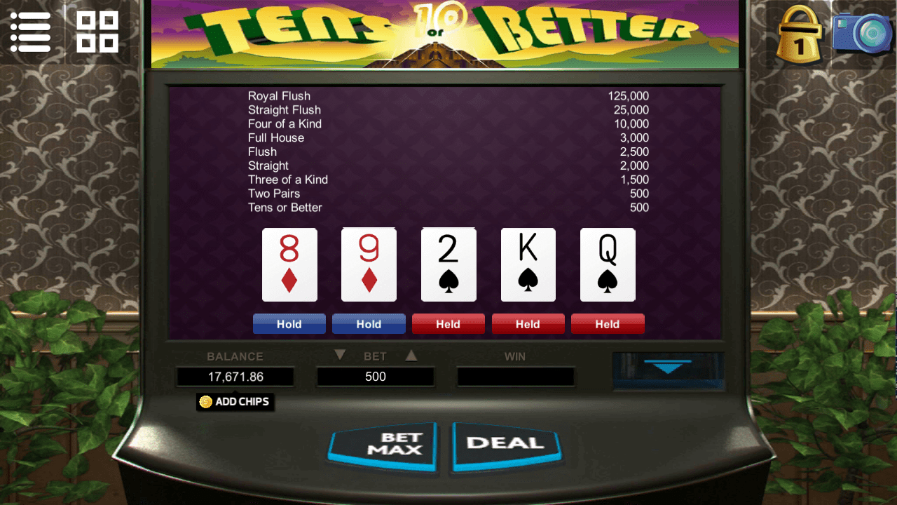 Videopoker - Tens or better